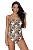 Sexy Tropical Print Ladder Back One Piece Swimsuit